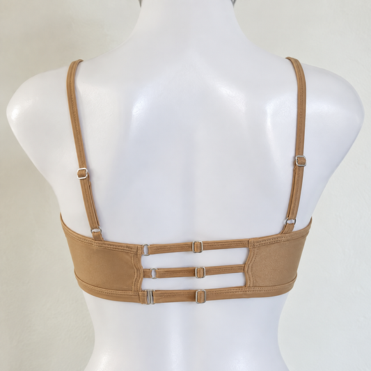 Top Aura - Camel con Malla
