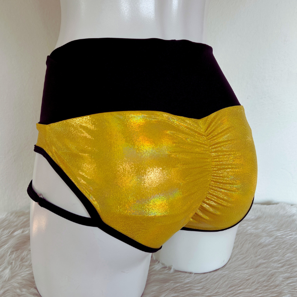 Cachetero pretina alta con arnés – Dorado Tenue