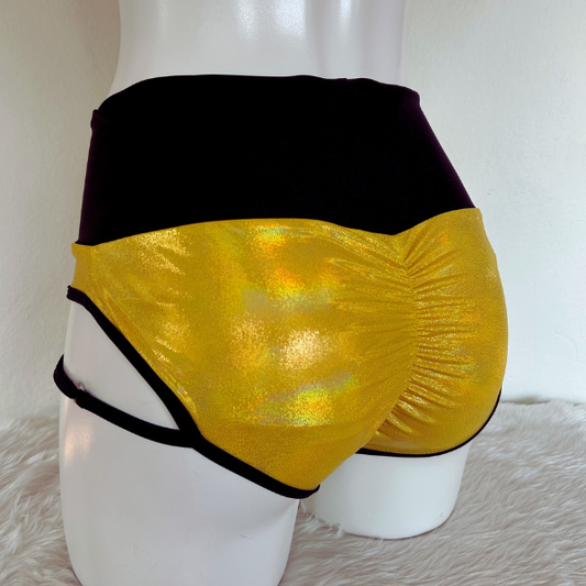 Cachetero pretina alta con arnés – Dorado Tenue