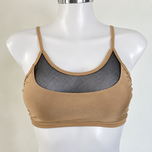 Top Aura - Camel con Malla